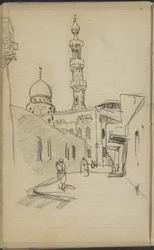Calle en El Cairo, con vista a la mezquita de Al-Rifai