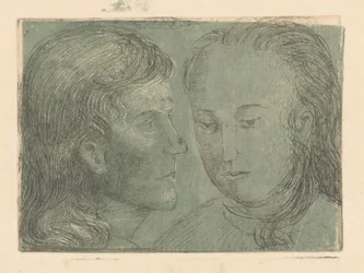 Joven en perfil y mujer