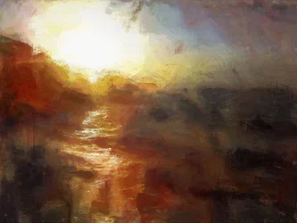 Puesta de sol en Cromer - Norfolk (técnica mixta)