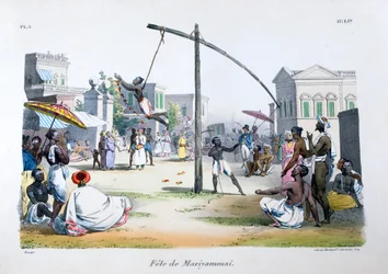 Festival de Mariyamma, o Mariyammai, deidad hindú, 1828