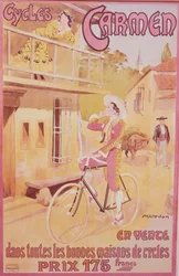 Póster publicitario de bicicletas Carmen, finales del siglo XIX-principios del siglo XX