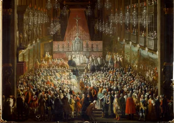 Ceremonia de boda de la Princesa Isabella de Parma con el Emperador José II, el 06/10/1760. (detalle)