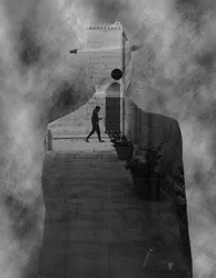 Fusión de hombre urbano y arquitectura