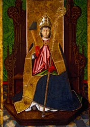 San Blas entronizado, c. 1480 (óleo, oro y estuco sobre tabla)