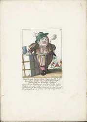 El dwerg Dan Hagel como marinero holandés, alrededor de 1710 Dan Hagel, barquero bátavo y maestro redoblado de la batalla ordinaria de corte con la hoja roma (título sobre el objeto) Il Callotto resurcitato o Cabi enano recién amueblado