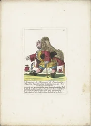 El enano Monsieur le Marquis de Sauterelle, ca. 1710 Monsieur le Marquis de Sauterelle, Obrister Heüschrecken Comissarius, declaración in der Liebes (título sobre el objeto) Il Callotto resurcitato oder Neu eingerichtes Zwerchen Cabinet (título de la serie