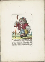 De dwerg Ploriander como pastor, hacia 1710 Ploriandro, el pastor enamorado de la pastora Ruffanella, rompiendo a llorar con su propia canción conmovedora (título sobre objeto) Il Callotto resurcitato o Gabinete recién amueblado (serie