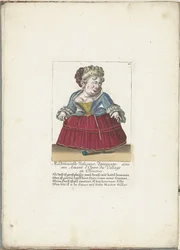 Dwerg als de Franse Mademoiselle Jolicoeur, ca. 1710 Mademoiselle Jolicoeur, bailarina con su amante en la Opera du Village de Provenza (título sobre el objeto) Il Callotto resurcitato oder Neu eingerichtes Zwerchen Cabinet (título de la serie)