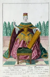 Tapicería. Grabado por Martin Engelbrecht (1684-1756), en "Nueva asamblea de los manouvriers habillés" siglo XVIII, Alemania. París, Artes Decorativas