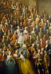Fiesta en honor de María Teresa de Austria (1717-1780), el futuro Emperador José II (1741-1790) y su esposa Isabel de Parma (Borbón-Parma) el 10/10/1760 Detalle que representa en el centro al joven Wolfgang Amadeus Mozart (1756-1791)