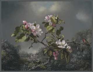 Flores de manzano y colibrí, 1871
