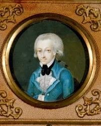 Austria, Retrato del compositor austriaco Wolfgang Amadeus Mozart (1756 - 1791), c. 1773 (miniatura sobre marfil)