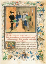 La lucha entre la virtud y la fortuna, poema de Martin Le Franc encargado por PhilippeLe Bon de Borgoña (pergamino)