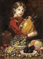 Monarosa, hija del pintor, como frutero