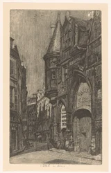 Vista de la calle con el Hôtel de Sens en París