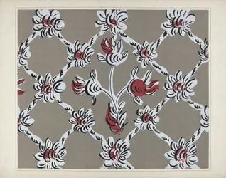 Detalle de pared pintada a mano, c. 1938