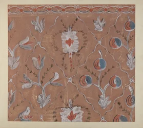 Detalle de pared pintada a mano, c. 1939