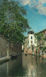 Canal en Venecia, c.1880 (óleo sobre lienzo)