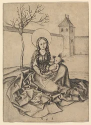 La Madonna y el Niño en el patio