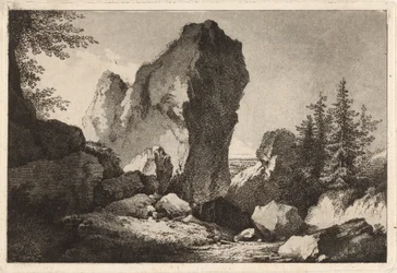 Paisaje montañoso con un afloramiento rocoso