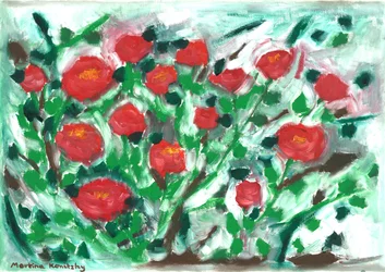 Arbusto de rosas rojas