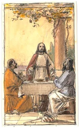 Cristo y los dos discípulos en Emaús