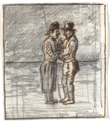 Dos habitantes de Skagen conversando junto al mar