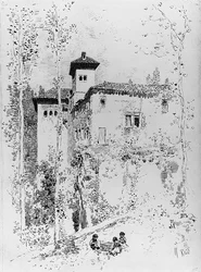 Dibujo preparatorio para "Torre de las Damas"