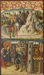 San Cristóbal se encuentra con Satanás, San Cristóbal ante el Rey de Licia