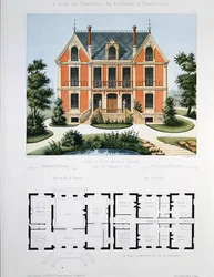 Proyecto para una pequeña casa de campo cerca de París, grabado por Walter, placa 6 de 