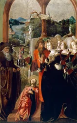 El cuerpo de Santiago llevado ante la Reina Lupa de España, panel del Altar de Santiago y San Esteban