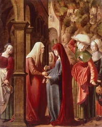La Visitación, detalle de escenas de la Vida de la Virgen