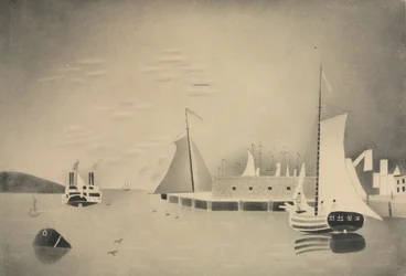 Escena del puerto, años 1850 o 60