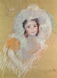 Busto de una joven o Margot Lux con un gran sombrero