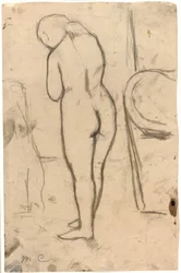 Dibujo de un desnudo de pie