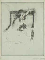 Arrodillado en un sillón