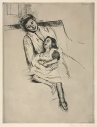Reine y Margot sentadas en un sofá, c. 1902
