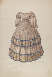 Vestido con falda de aro, 1935-1942