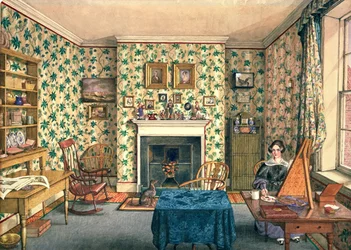 The Artist in Her Painting Room, York (acuarela sobre papel)