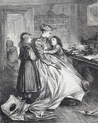 Una viuda con sus hijos