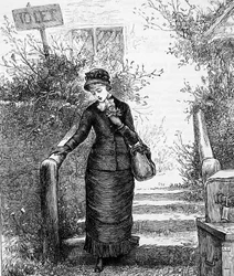 Una mujer mirando una casa en alquiler