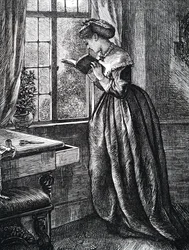 Una joven leyendo junto a una ventana abierta