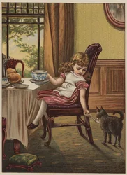 Niña con gato negro