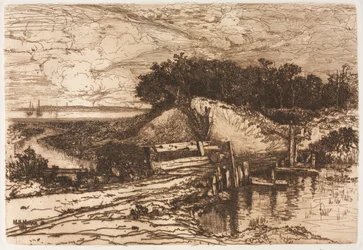Bahía de Gardiners, Long Island, vista desde Fresh Pond, 1881