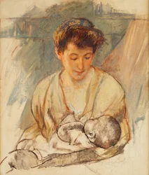 Madre Rosa Mirando a su Bebé Dormido, c.1900