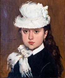 Retrato de una joven con sombrero blanco