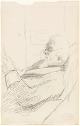 El padre del artista leyendo, c.1883 (grafito, sobre papel marfil)