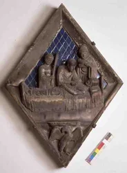 Los últimos ritos, azulejo en relieve del Campanile