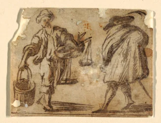 Un vendedor de pescado. Un caballero.