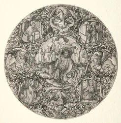 San Juan Bautista rodeado por los evangelistas y cuatro padres de la Iglesia Latina